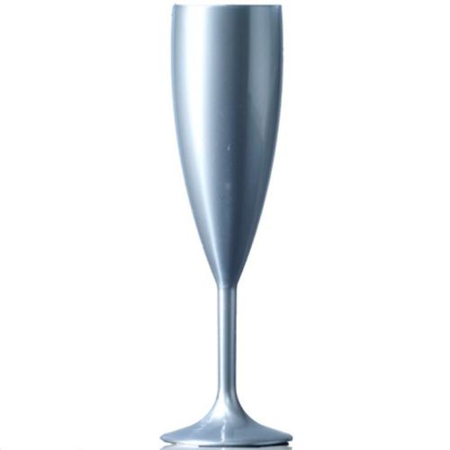 dieses silberne 19-cl-Kunststoff-Sektglas ist für den Druck geeignet